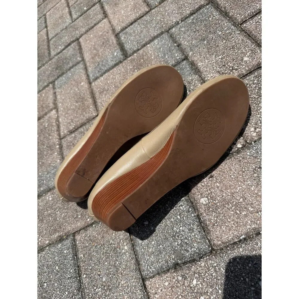 Tory Burch Chelsea Leather Women's Tan Wedge Shoes Size 9.5
